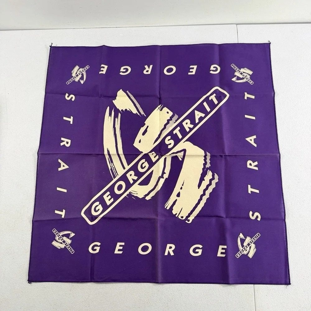 Vintage George Strait Country Music Purple Bandana Scarf 21